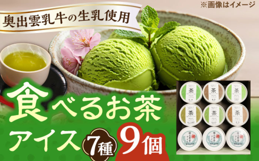 食べるお茶アイス 9個 | お茶 アイス アイスクリーム デザート スイーツ 玄米茶 特上玉緑茶 焙じ玉緑茶 麦茶 番茶 特上煎茶 お茶好き 食べ比べ 贈り物 ギフト 島根スイーツ セット 美味しい ご褒美 お茶 贈答品 お取り寄せ ご当地 雲南 奥出雲乳牛 生乳 7種 特上煎茶 食べるお茶 食後 贅沢 おやつ 絶品 濃い 味わい 和スイーツ 島根県雲南市/株式会社藤原茶問屋 [AIAY004]