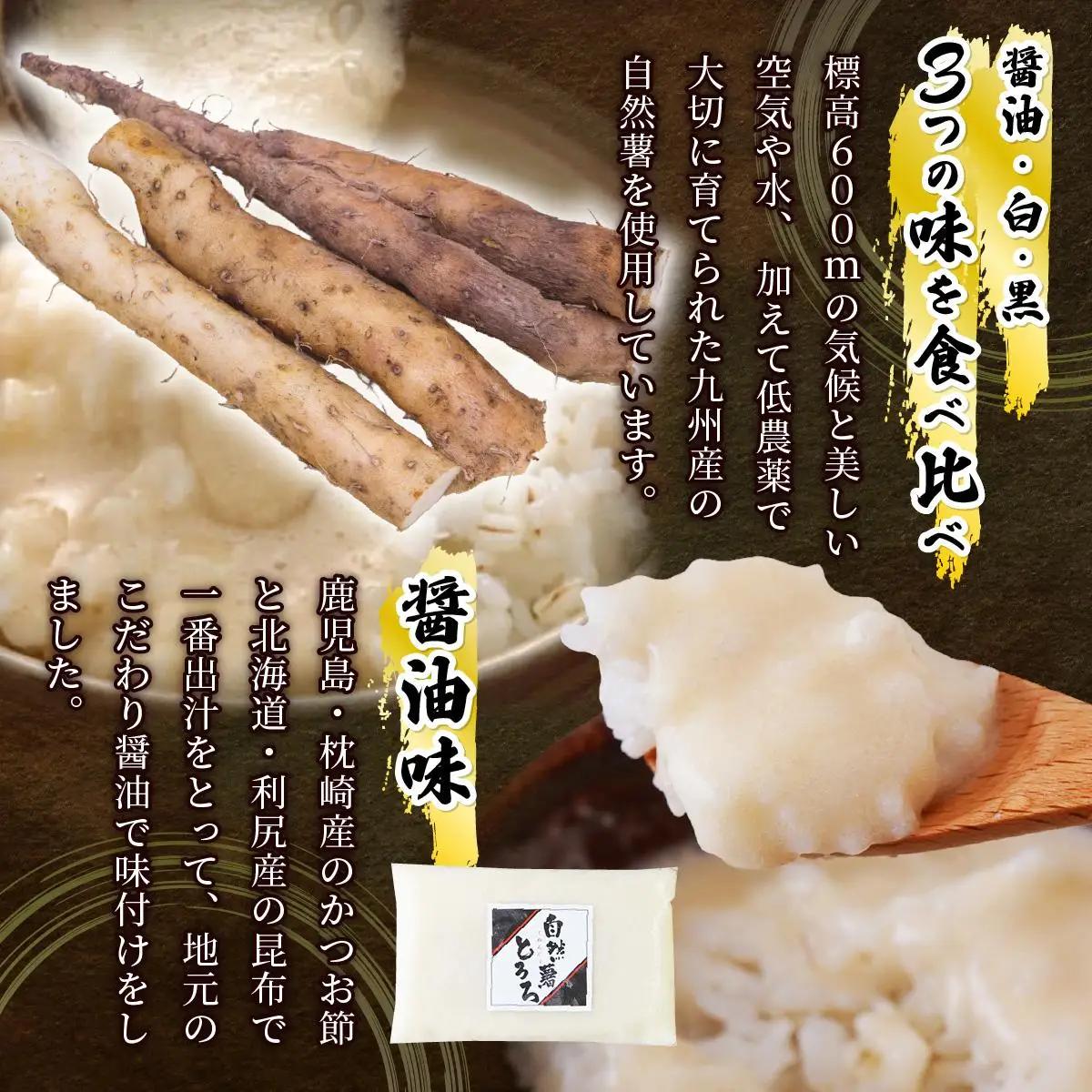  ＜定期便・全3回＞本格自然薯とろろ 味くらべセット（醤油/白/黒）各3個 計9個|自然薯 小分け じねんじょ とろろ 山芋 やまいも 長芋 ながいも ご飯のお供 おつまみ 酒の肴 山かけ 麦とろ そ