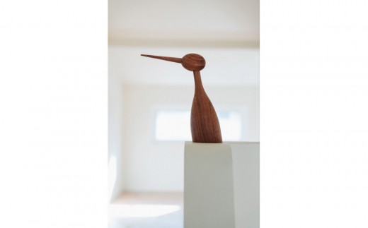 【Bubinga（ブビンガ）：あか茶】【銘木再生】幸運を運ぶ木製オブジェliving_bird 鶴