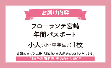 フローランテ宮崎年間パスポート（小人）自然 花 祭 祭典 イルミネーション フラワーガーデン イベント チケット 引換券 入園券 フローランテ宮崎 小学生 中学生