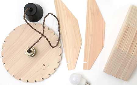 天然ひのきの木製 KD ペンダントライト＜バレル＞ | 優しい間接光と森の香りの照明器具（無塗装・組立簡単・LED対応・引掛シーリング式） M-ms-A04A