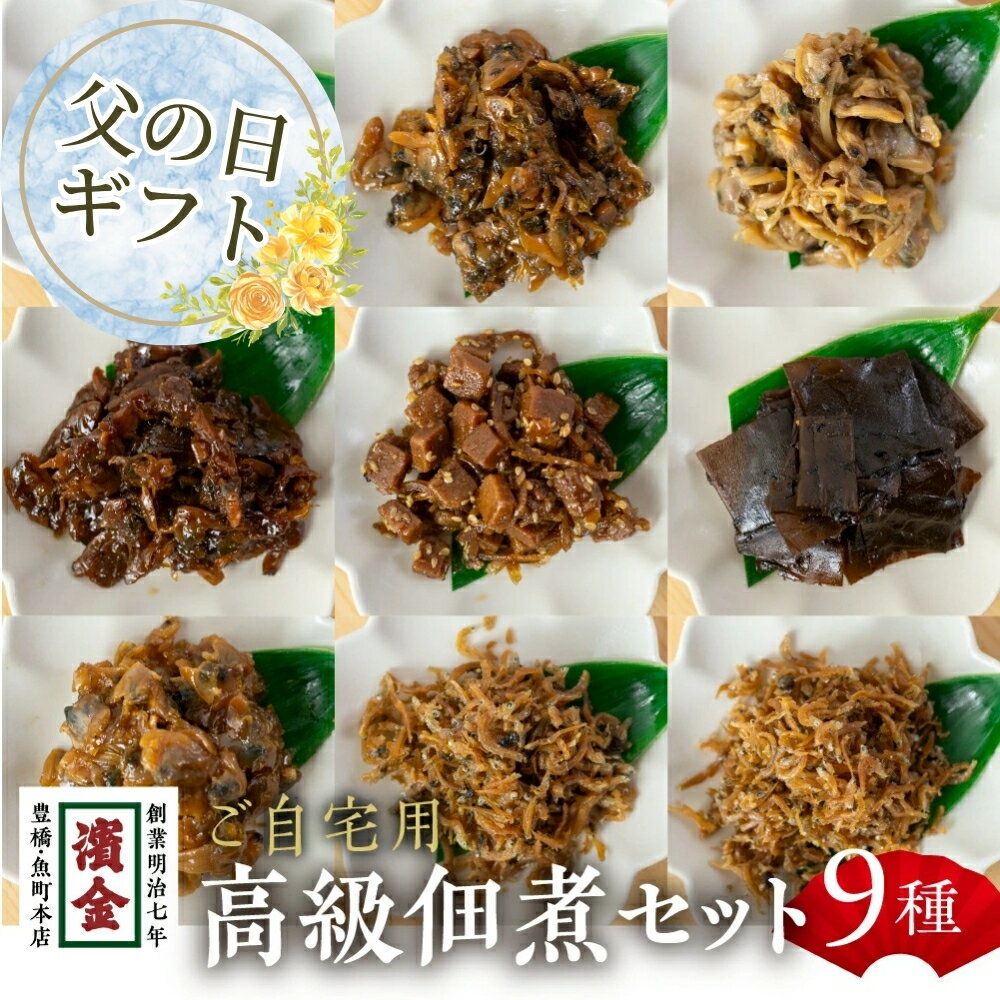【ふるさと納税】≪父の日お届け≫ 濱金商店 訳あり 高級佃煮 9種セット つくだ煮 食べ比べ 高級 ちりめん しぐれ佃煮 おかず ふりかけ ご飯のお供 詰め合わせ 小分け 簡易包装 わけあり ワケアリ 訳アリ 惣菜 美味しい 愛知県 豊橋市 15000円