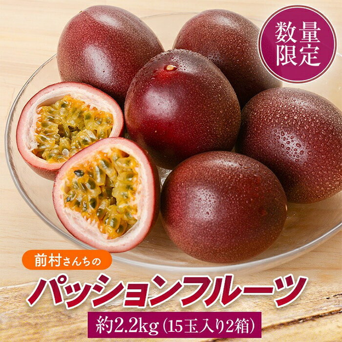 【ふるさと納税】＼高評価★5.0獲得！／＜2026年6月下旬より準備が整い次第順次発送＞《数量限定》前村さんちの パッションフルーツ (約2.2kg・15玉入り2箱) パッション フルーツ 果物 果実 鹿児島 国産 ビタミン 産地直送 ギフト プレゼント【前村果樹園】