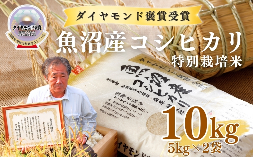 
                  【令和8年産先行予約】魚沼産コシヒカリ 10kg(5kg×2袋) 特別栽培米 ダイヤモンド褒賞受賞 |  新潟産コシヒカリ 新潟県産コシヒカリ 魚沼産こしひかり 米 お米 こしひかり 白米 精米 ブランド米 最高級 新潟県 津南町
                