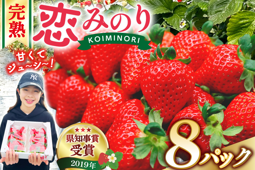 【期間限定発送】 いちご 恋みのり 2kg 以上 8パック [キチ・フィールド 長崎県 雲仙市 item2207] イチゴ 苺 フルーツ 果物 期間限定 季節限定 先行予約