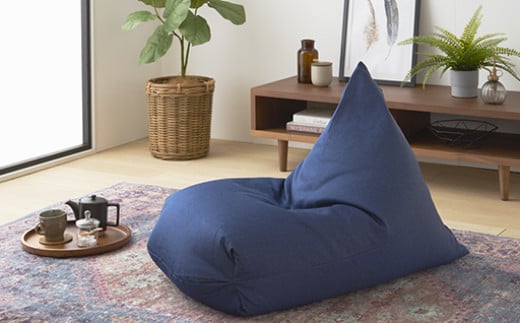 【a033】ビーズクッション　レゴリス（ネイビー・デニム生地）【配送不可地域：沖縄県、離島】