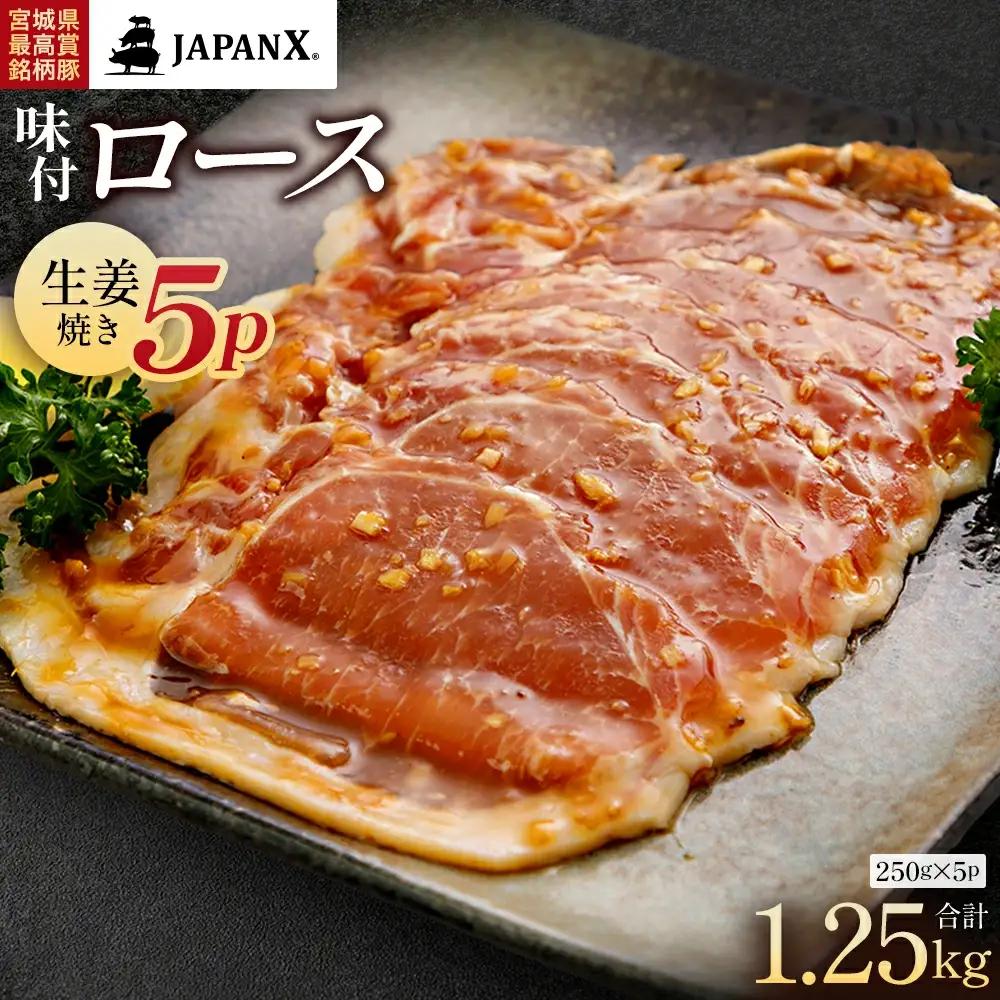 JAPAN X 味付ロース5点セット 生姜焼き5パック　豚肉 豚 ブランド豚 小分け ロース 豚ロース 味付 時短 生姜焼き 山賊焼き ジャパンエックス 蔵王 人気　【04301-0883-1】