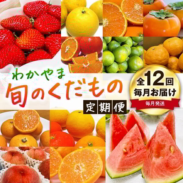 
            【旬のくだもの定期便】和歌山県の旬のフルーツを毎月お届け！　全12回【Ｓ】（配送日時指定不可）※北海道・沖縄・離島への配送不可 / 定期便 フルーツ みかん いちご イチゴ セミノール 河内晩柑 すいか 桃 柿 ジュース 12回【ard-tkb901A】
          