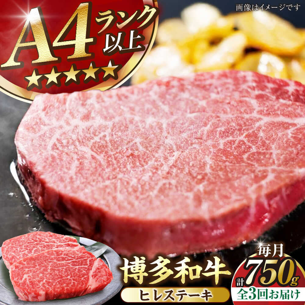 【ふるさと納税】【全3回定期便】【A4〜A5ランク】博多和牛 ヒレ ステーキ 150g×5枚 (計750g) 《豊前市》【株式会社木村食品】[VDZ069] ヒレ肉 フィレ サーロイン