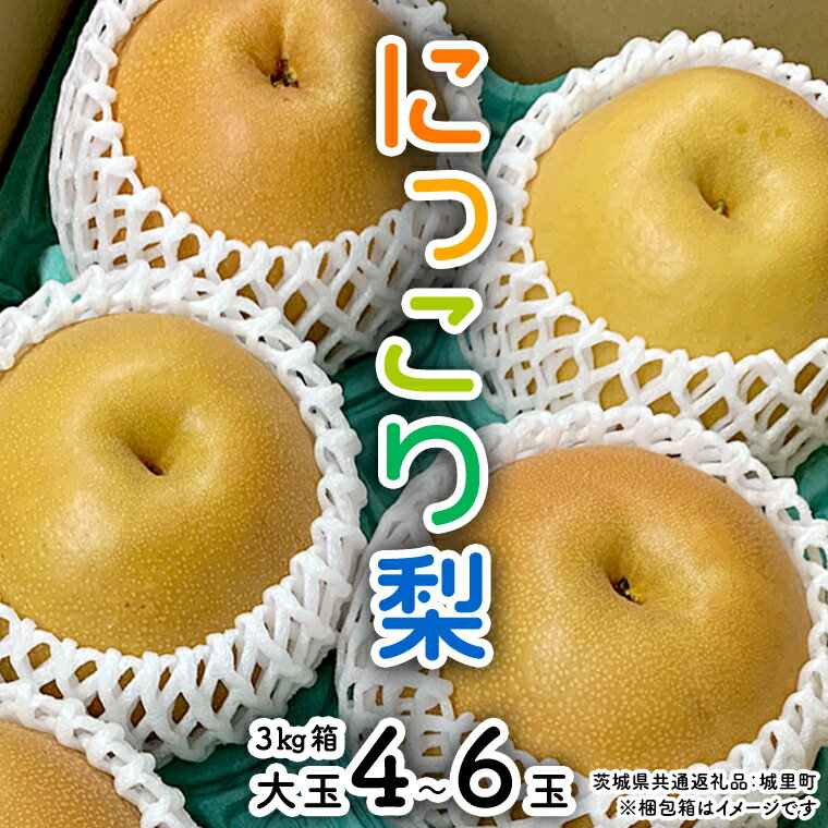 【ふるさと納税】【 先行予約 】 にっこり梨 約3kg 箱 大玉 4玉～6玉 ( 茨城県共通返礼品 城里町 ) 2025年11月上旬から発送開始 フルーツ 甘い お正月 クリスマス 大玉 直送 茨城 限定