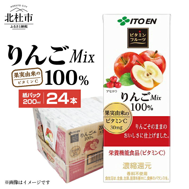【ふるさと納税】りんごMix100％ 伊藤園 紙パック 1ケース24本 200ml ケース ドリンク 配達 名水の里 甘味 酸味 安心品質 りんごジュース 仕送りギフト 防災