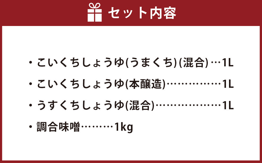 ヒグチのお醤油と味噌セット 醤油1L×3本 味噌1kg×1袋