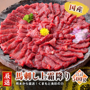 【国産馬刺し】熊本直送　ブロック肉　上霜降り500g(益城町)【配送不可地域：離島】【1378650】