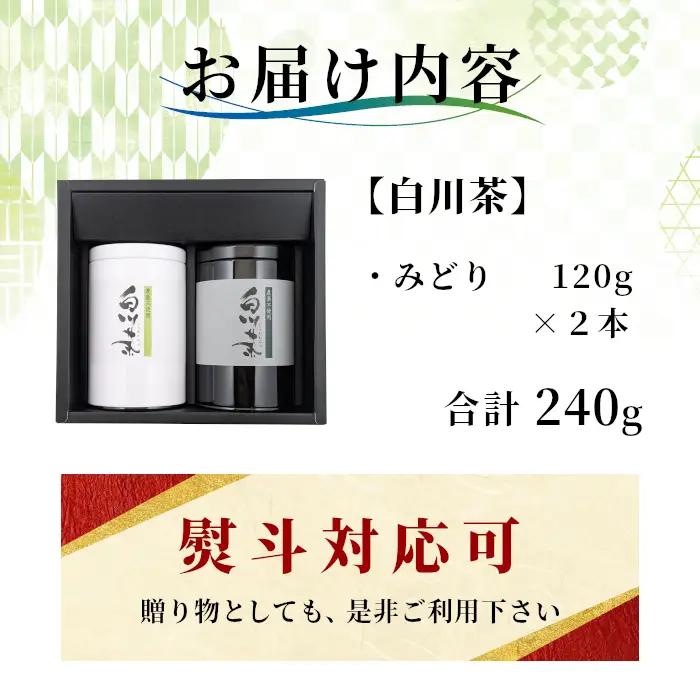 農薬不使用！煎茶 ギフト NO.16（みどり120g×2 計240g） 常磐園 みどり 日本茶 緑茶 茶葉 お茶 白川茶 春摘み 岐阜県 東白川村 お取り寄せ 贈答用 プレゼント 母の日 ギフト