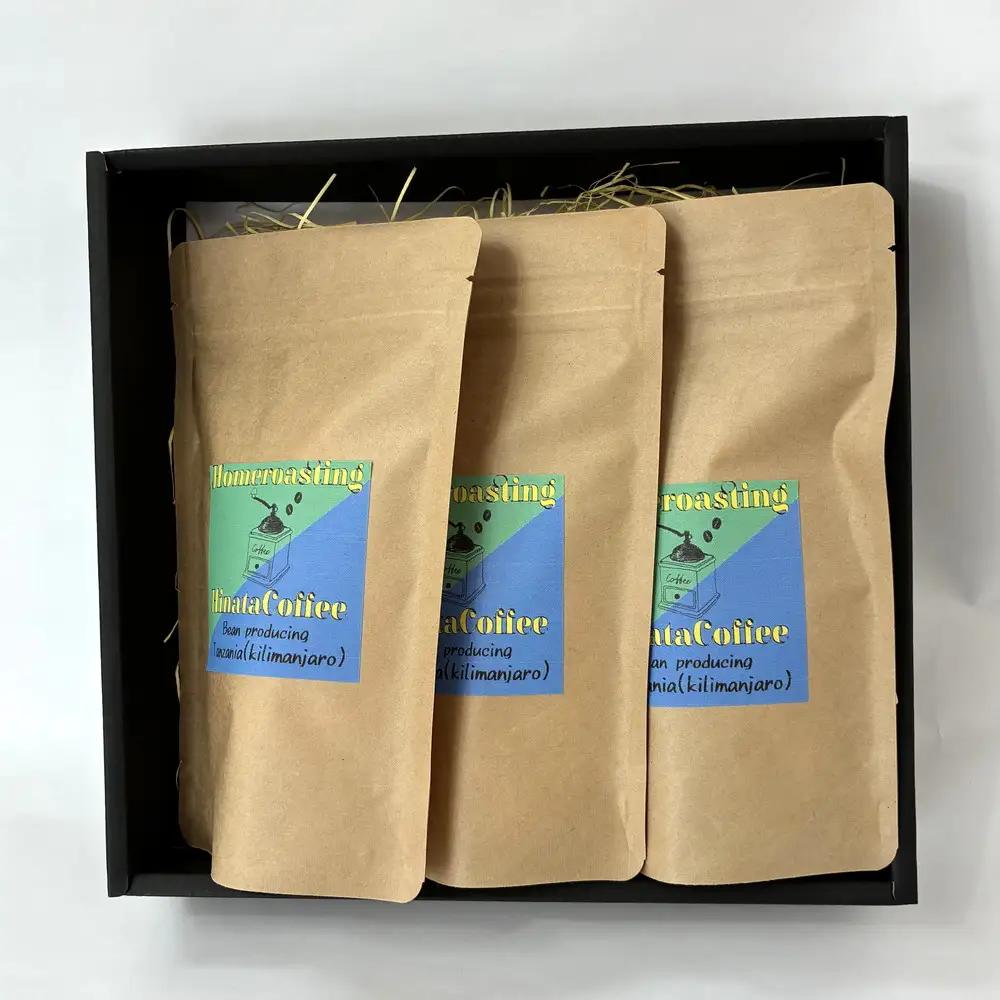 【12カ月定期便】コーヒー 豆 粉（タンザニア キリマンジャロ 中煎り 中細挽き）100g × 3個セット | ミディアムロースト ギフトBOX付き コーヒー 珈琲 自家焙煎 ひなた珈琲 幸田町 送料
