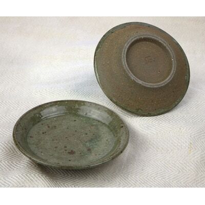 伝統のやちむん　灰釉 5寸丸皿 ペア　【仁陶器工房】【1724486】