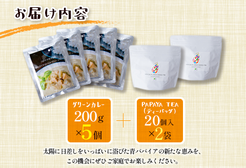 ～パパイア王子謹製～青パパイアマイルドグリーンカレー＆パパイア果実茶(ティーバッグ20個入り×2袋)