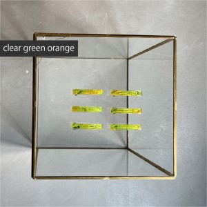 アクリル製ショートバレッタ clear green orange（クリアグリーンオレンジ） eME　barretta 2 short 髪留め ヘアクリップ ヘアアクセサリー
