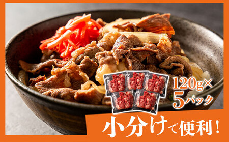 あか牛切り落とし 小分けでお届け（120g×5パック（真空包装）） 計600g