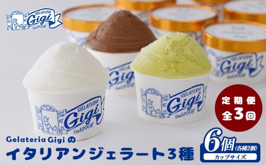 
										
										【定期便：全3回】『ジェラテリアGigiのイタリアンジェラート３種セット【カップサイズ6個】牛乳2、ピスタチオ2、チョコレート2【430072】
									