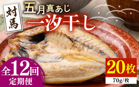 【全12回定期便】対馬 五月 真あじ 一汐干し 20枚 アジ 干物 [WAI062]