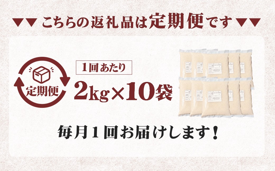 【11ヶ月定期便】阿蘇だわら (玄米) 20kg (2kg×10袋) 