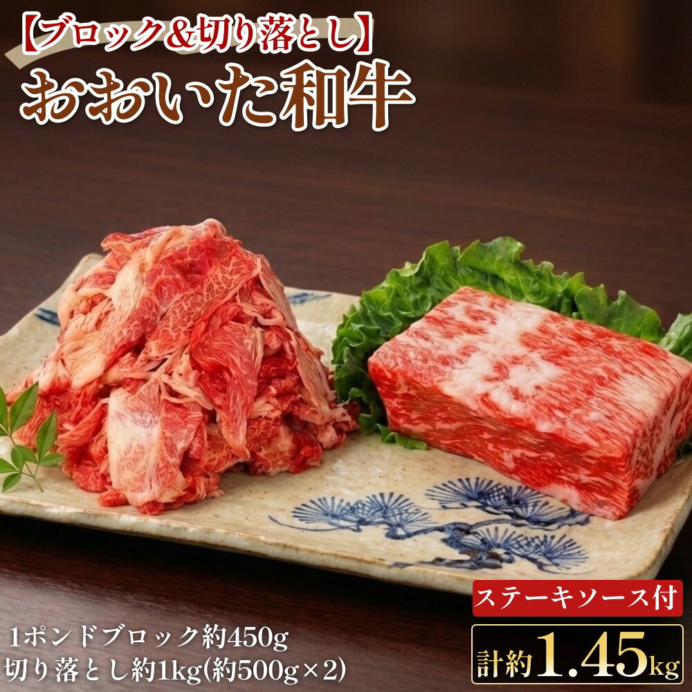 【ふるさと納税】【ブロック ＆ 切り落とし】 おおいた和牛 1ポンドブロック 約450g・切り落とし