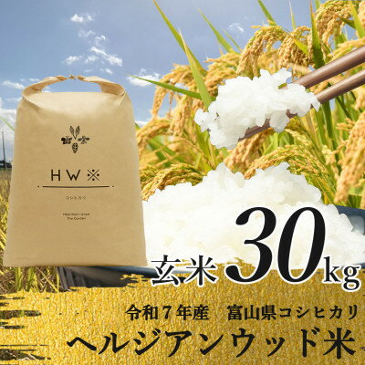 【ふるさと納税】【令和7年産】玄米 ヘルジアンウッド米 30kg　富山県産コシヒカリ【1726417】