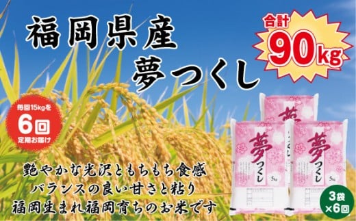 【定期便全6回】【令和7年産】【食味鑑定士厳選】福岡県産 夢つくし15kg (5kg×3袋) 合計 90kg【精米 お米 米 ご飯 ごはん ブランド ブランド米 夢つくし 食品 ふるさと納税 人気 おすすめ 送料無料 炊飯 炊飯器 福岡 福岡県産 筑前 筑前町 】