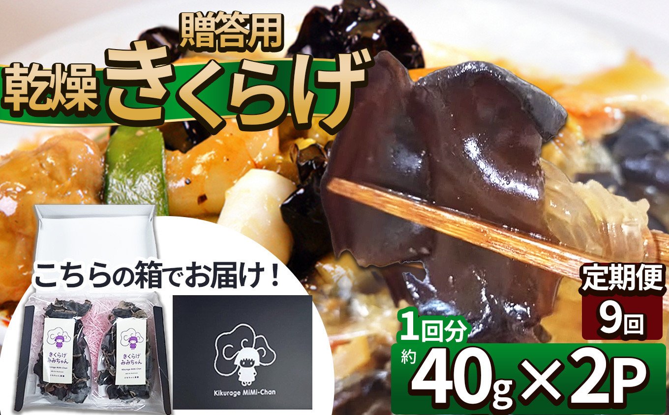 
            【定期便9回】贈答用乾燥きくらげ 40g×2P ともちゃん農園 |定期便 贈答用 乾燥 きくらげ 食物繊維 鉄分 カルシウム ビタミンD カリウム アミノ酸 高血圧予防 ふるさと 納税栃木県 那珂川町
          
