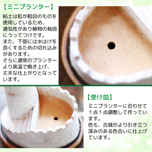 多肉植物用 ミニプランター（ 古城 ）【長内工房】 多肉植物 観葉植物 プランター 植木鉢 フラワーポット 鉢 はち うえきばち 受け皿 鉢皿 陶芸 北欧風 ガーデニング 園芸 フラワーアレンジメント