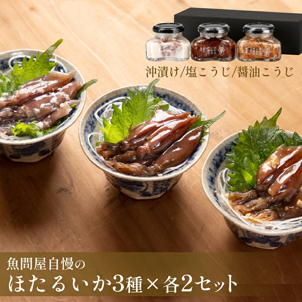 【ふるさと納税】 魚問屋自慢のほたるいか三種（沖漬け・醤油麹・塩麹）ギフトセット2箱 〈冷凍〉