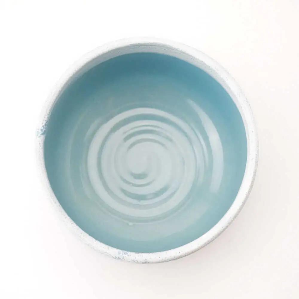 【波佐見焼】Folk Design 野点抹茶碗 青釉白唐津流し 1点【玉有】[IE52]