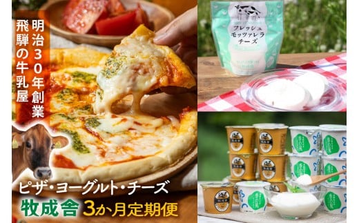 【3か月定期便】牧成舎おススメ飛騨ピザ・チーズ・ヨーグルトのバラエティセット｜乳製品 詰合せ デザート 惣菜 乳飲料 牧成舎 DF232