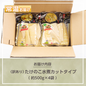 s263 《訳あり・毎月数量限定》たけのこ水煮カットタイプ(計2kg・500g×4袋)九州産の新鮮な筍をお届け！和・洋・中様々なお料理で大活躍！【北薩農産加工場】