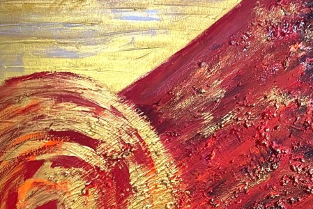 富士山溶岩パワーアート「北麓の赤富士」 絵画 アート