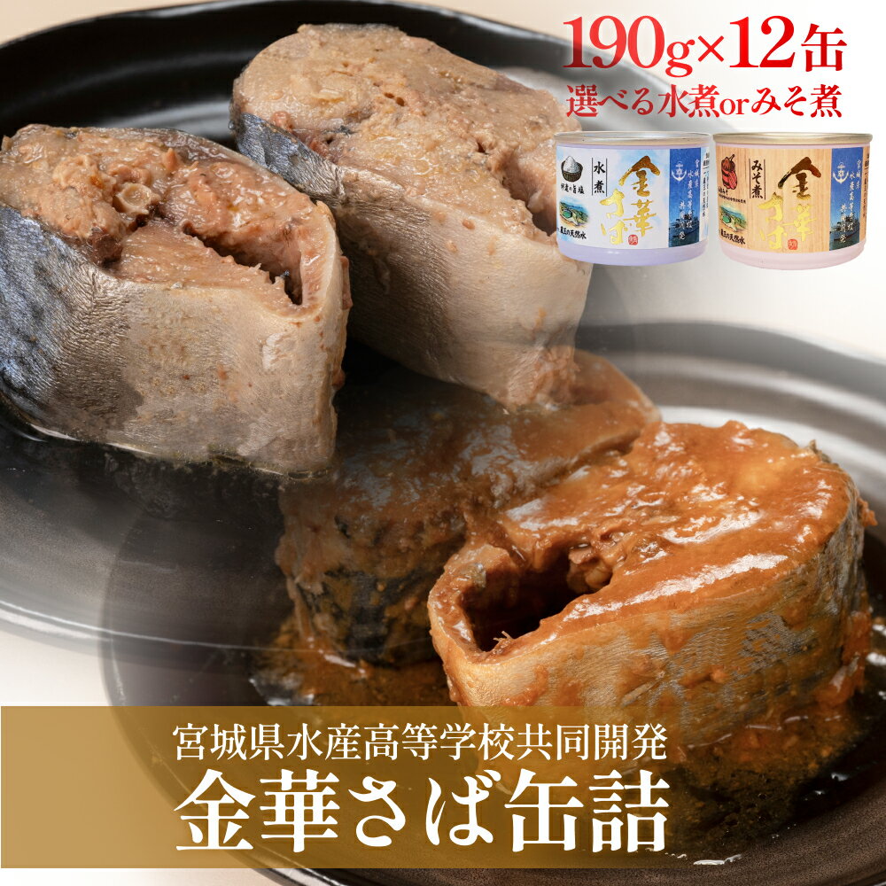 【ふるさと納税】サバ缶 水煮 味噌煮 ＜数量限定＞ 金華さば水煮 or みそ煮 宮城県水産高等学校共同開発（190g×12缶セット） 鯖 さば缶 缶詰 みそ煮 石巻 国産 国内製造 保存食 金華さば 金華サバ キャンプ 非常時 ローリングストック 備蓄 非常食 長期保存