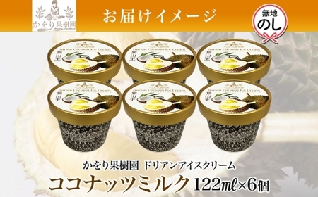 無地熨斗 ドリアン ココナッツ アイスクリーム 122ml 6個 濃厚 ココナッツミルク カップアイス スイーツ お菓子 ソフトクリーム おやつ デザート ご当地アイスセット 詰め合わせ お取り寄せ 
