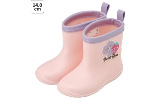 ワッペン 付き レインブーツ【14cm】 長靴 キッズ 子供 おしゃれ かわいい スケーター skater  Sweet Bear クマ くま ピンク いちご【反射テープ付き ながぐつ 雨具 雨の日】 奈良県 奈良市 なら 5-129