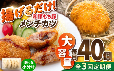 【全3回定期便】メンチカツ 40個 3.4kg コロッケ めんちかつ 惣菜 揚げ物 おかず 弁当 横須賀 冷凍【有限会社丸伸商事】 [AKFH039]