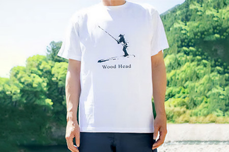 Wood HeadオリジナルロゴTシャツ Lサイズ WH-10-3│徳島 那賀 白Tシャツ Tシャツ 半袖シャツ 半袖 ロゴ おしゃれ おみやげ お洒落