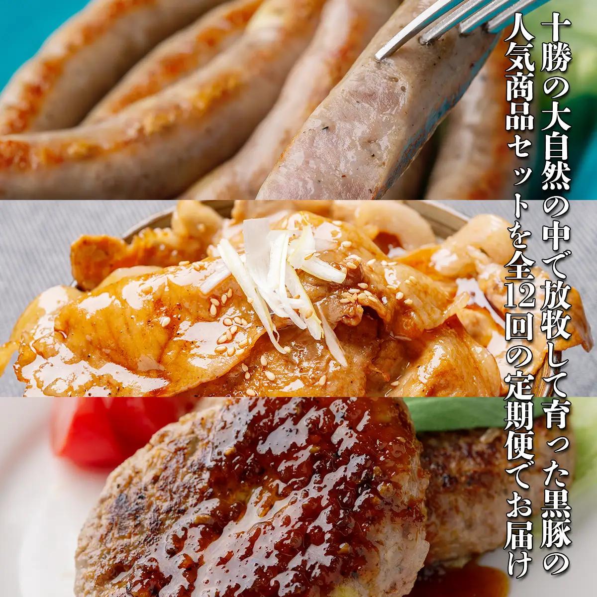 自然放牧黒豚 圧巻の豚肉おまかせ定期便（12ヶ月分） 【 北海道 無添加 送料無料 】 SKN013