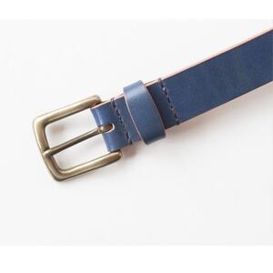 【minca】幅30mmベルト/32インチ  栃木レザーの希少な「ハーネスレザー」使用の贅沢な1枚革のレザーベルト/ブルー/HL-B01/BLUE　604