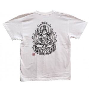 手描きTシャツ 仏画 大日如来 白 (半袖 XLサイズ)【1615077】