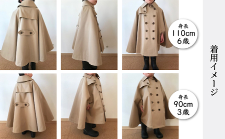 The Trench　トレンチコート　子供用＜カーキ＞　【子供用 トレンチコート コート 撥水性 汚れ防止 ギャバジン ライナー付き 水牛ボタン 職人 手作業 １着１着お仕立 青森県 贈り物 贈答 ギ