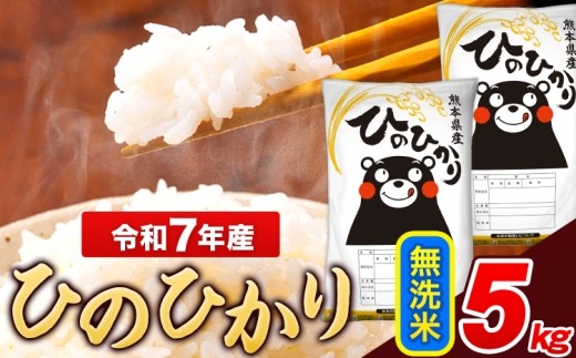 
             米 令和7年産 ひのひかり 無洗米 5kg 《7-14日以内に出荷予定(土日祝除く)》  5kg×1袋 熊本県産 米 精米 ひの 長洲町
          
