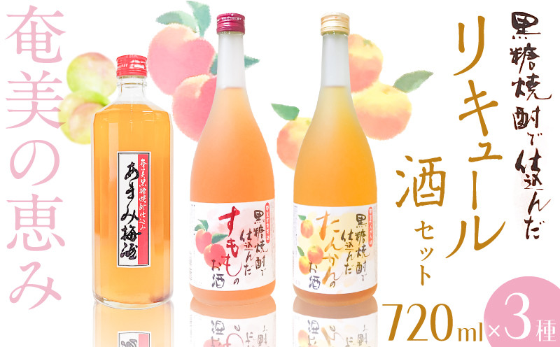 
黒糖焼酎仕込み リキュール酒セット すもも酒・たんかん酒・梅酒 720ml×3本　A002-001
