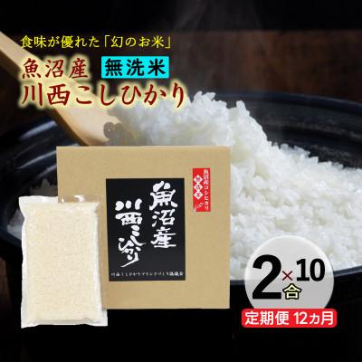 ふるさと納税 十日町市 【毎月定期便】【無洗米】新潟県魚沼産 川西コシヒカリ 2合(300g)×10袋入(計3kg)全12回