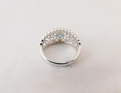 【一点もの】Pt900　パライバトルマリン（0.10ct）ダイヤモンドリング　K51　K06092-H