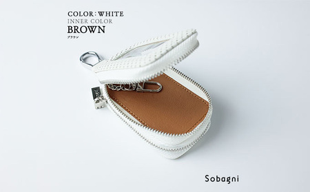 エシカルレザーSobagni スマート キーケース ダブル 雑貨 小物 シンプル スッキリ 水や汚れに強い 傷に強い お手入れ不要 高耐久 丈夫 長持ち  ブラック